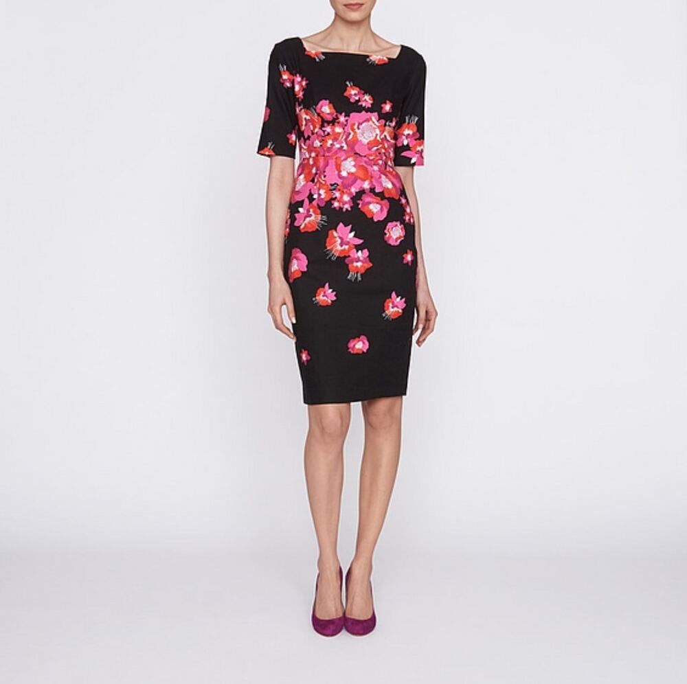 LK Bennett Lasana Tweed Sheath Dress SZ 6 | Royal Kate Middleton Floral Poppy